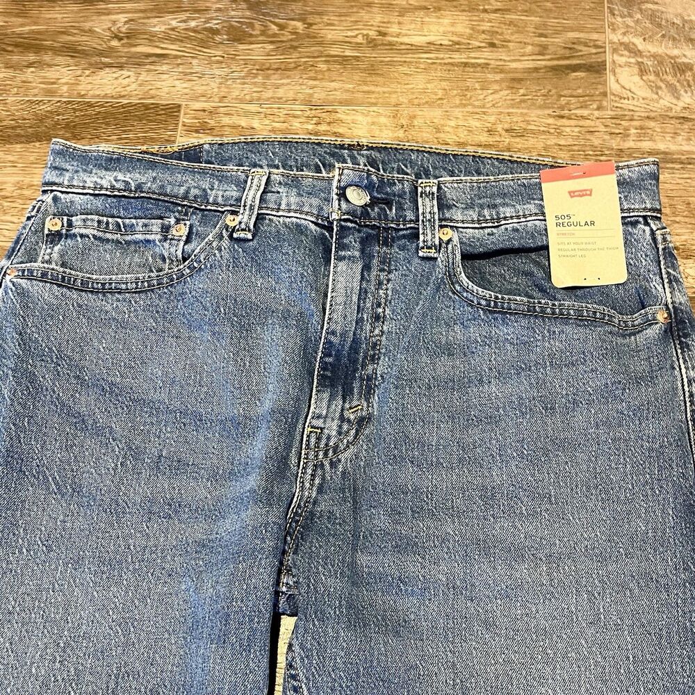 Levi's 505 Regular Jeans Men's Size 34x29 Denim Straight Leg Stretch NEW